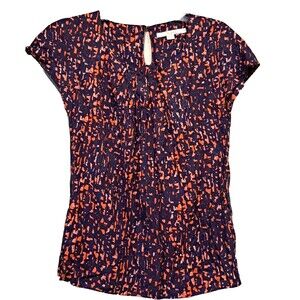 Boden Ravello Silk Blend Cap Sleeve Blouse Shirt Top Women’s Size 4 Multicolor